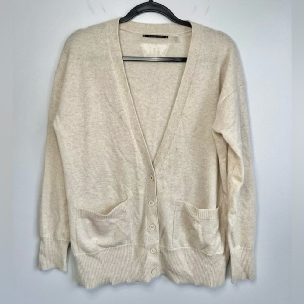 Brazeau Tricot Size 3 • Cream Cashmere Open Cardigan Sweater.